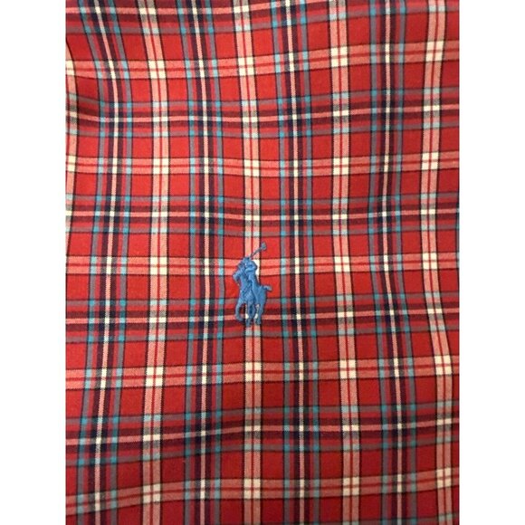 Ralph Lauren Mens XL Red Plaid Button-Down Shirt Custom Fit 100% Cotton Classic - Picture 4 of 6